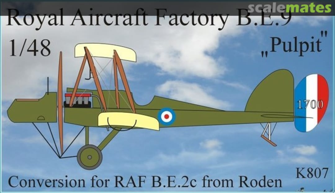Boxart RAF B.E.9 Pulpit K807 SPIN model Boxart RAF B.E.9 Pulpit K807 SPIN model