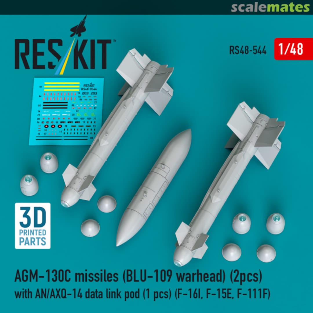 Boxart AGM-130C missiles (2 pcs) (BLU-109 warhead) with AN/AXQ-14 data link pod (1 pcs) RS48-0544 ResKit Boxart AGM-130C missiles (2 pcs) (BLU-109 warhead) with AN/AXQ-14 data link pod (1 pcs) RS48-0544 ResKit