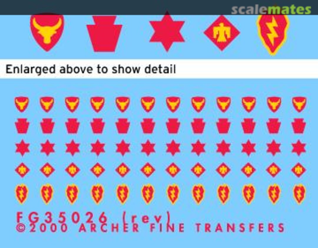 Boxart U.S. 6th, 12th, 25th, 28th and 45th Infantry Division uniform patches FG35026 Archer Boxart U.S. 6th, 12th, 25th, 28th and 45th Infantry Division uniform patches FG35026 Archer