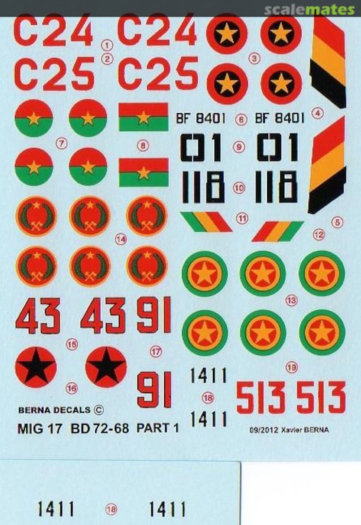 Boxart Mikoyan-Gurevich MiG-17 Fresco F Part 1 BD 72-68 Berna Decals Boxart Mikoyan-Gurevich MiG-17 Fresco F Part 1 BD 72-68 Berna Decals