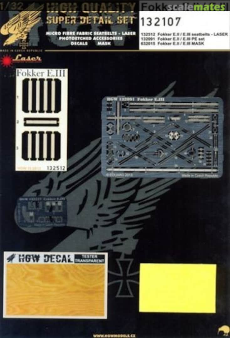 Boxart Fokker E.II / E.III - Super Detail Set 132107 HGW Models Boxart Fokker E.II / E.III - Super Detail Set 132107 HGW Models