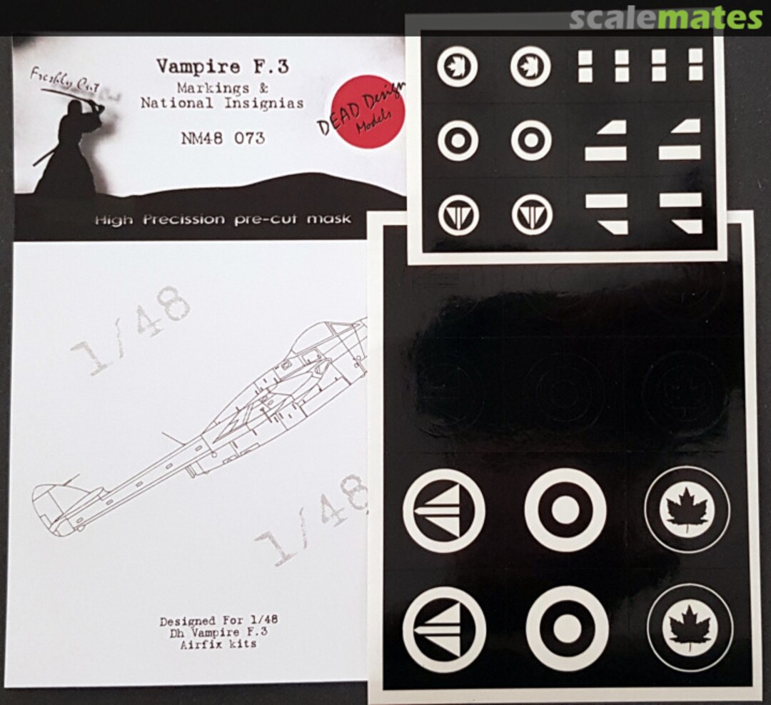 Boxart de Havilland Vampire F.3 - National Insignias & Markings NM48073 DEAD Design Models Boxart de Havilland Vampire F.3 - National Insignias & Markings NM48073 DEAD Design Models