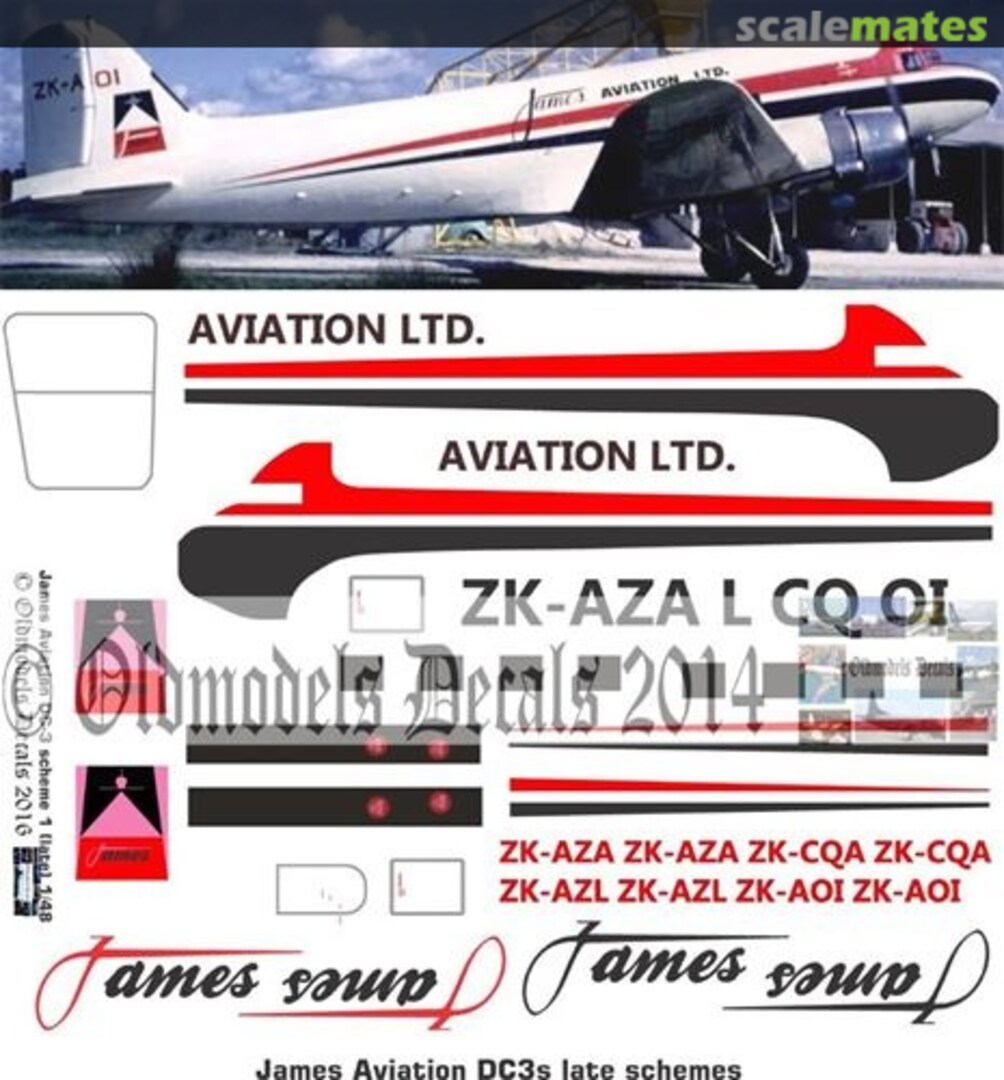 Boxart James Aviation DC-3 late scheme OMD0313 Oldmodels Decals Boxart James Aviation DC-3 late scheme OMD0313 Oldmodels Decals
