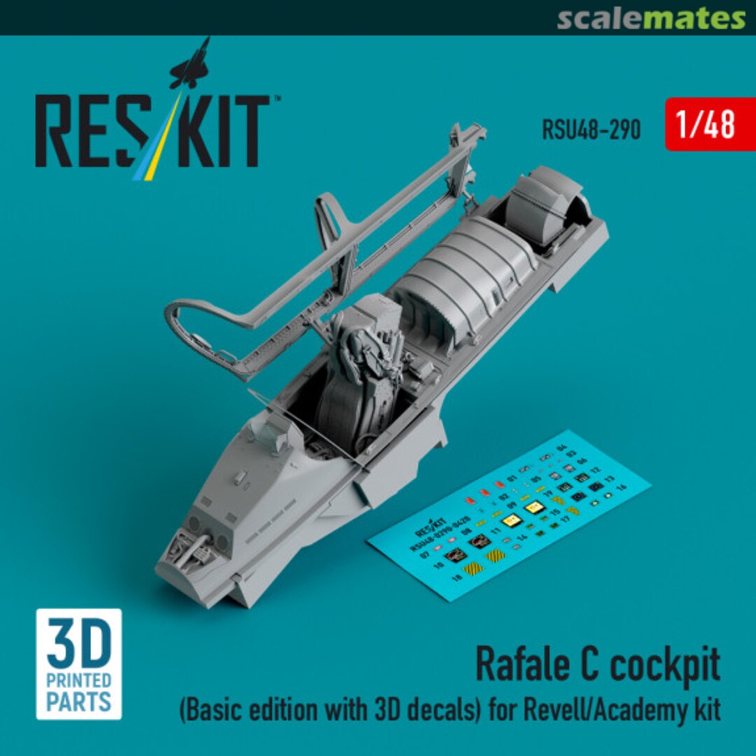 Boxart Rafale C Cockpit Basic edition with 3D decals RSU48-0290 ResKit Boxart Rafale C Cockpit Basic edition with 3D decals RSU48-0290 ResKit