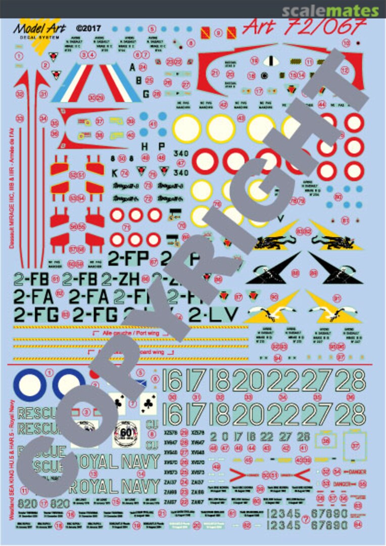 Boxart Dassault Mirage III; Westland Sea King 72/067 Model Art Decal System