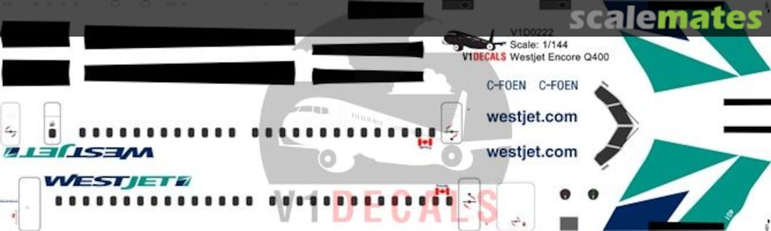 Boxart Westjet Encore Bombardier Dash 8-Q400 V1D0222-144 V1 Decals Boxart Westjet Encore Bombardier Dash 8-Q400 V1D0222-144 V1 Decals