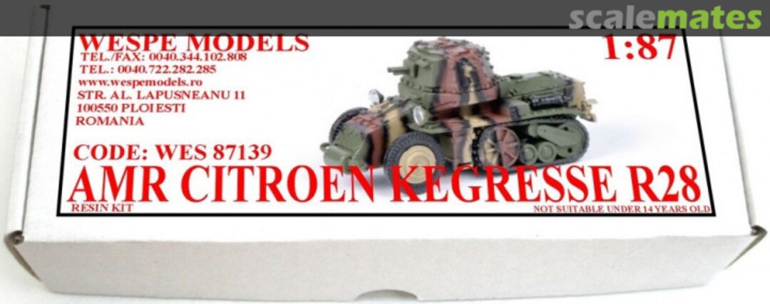 Boxart AMR Citroen Kegresse R28 WES 87139 Wespe Models Boxart AMR Citroen Kegresse R28 WES 87139 Wespe Models