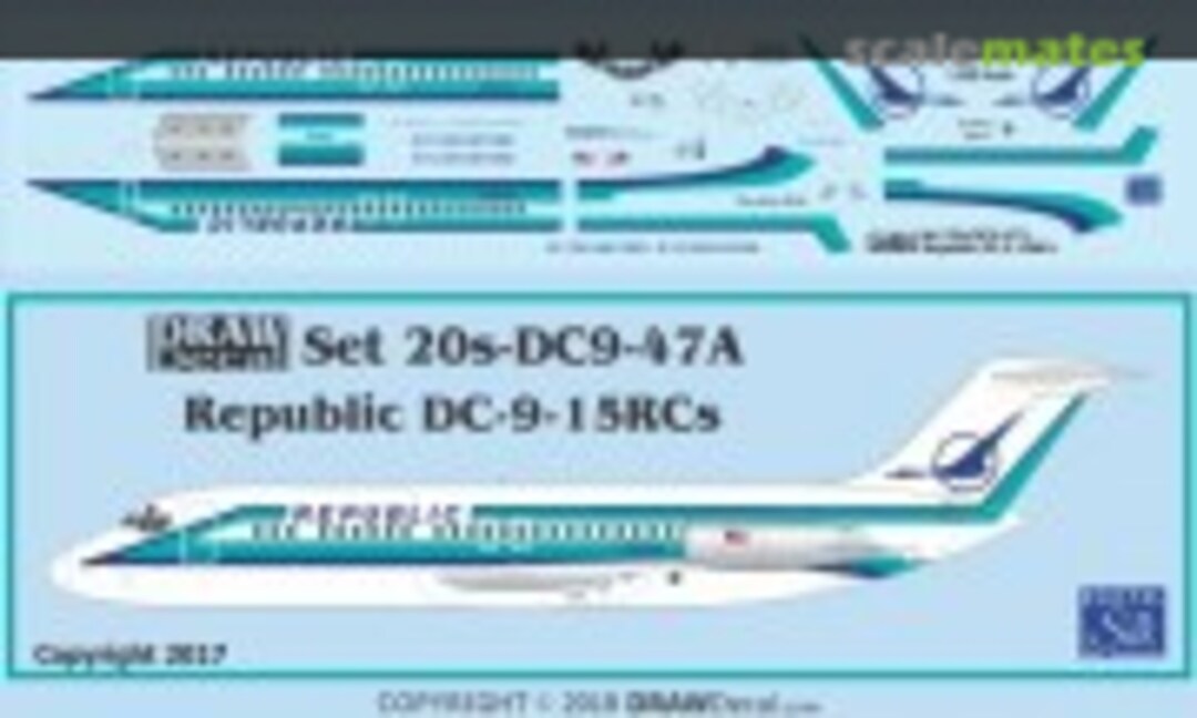 1:200 Republic DC-9-15RCs (Draw Decal 20-DC9-47A) 20-DC9-47A