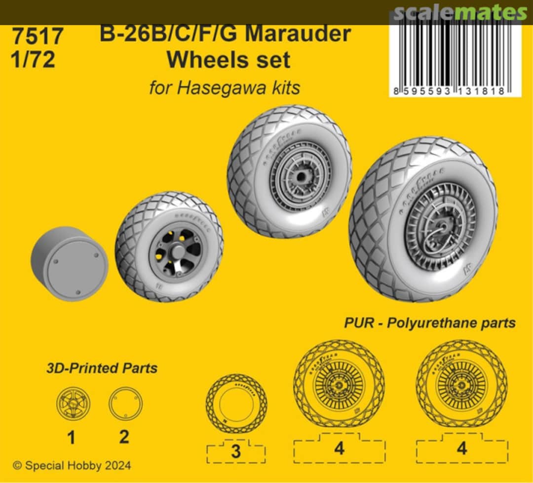 Boxart B-26B/C/F/G Marauder Wheels set 7517 CMK Boxart B-26B/C/F/G Marauder Wheels set 7517 CMK