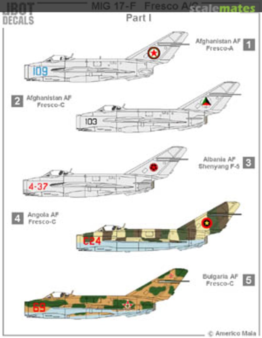 Boxart MiG-17F Fresco A/C Part I 072-37-02 JBOT Decals