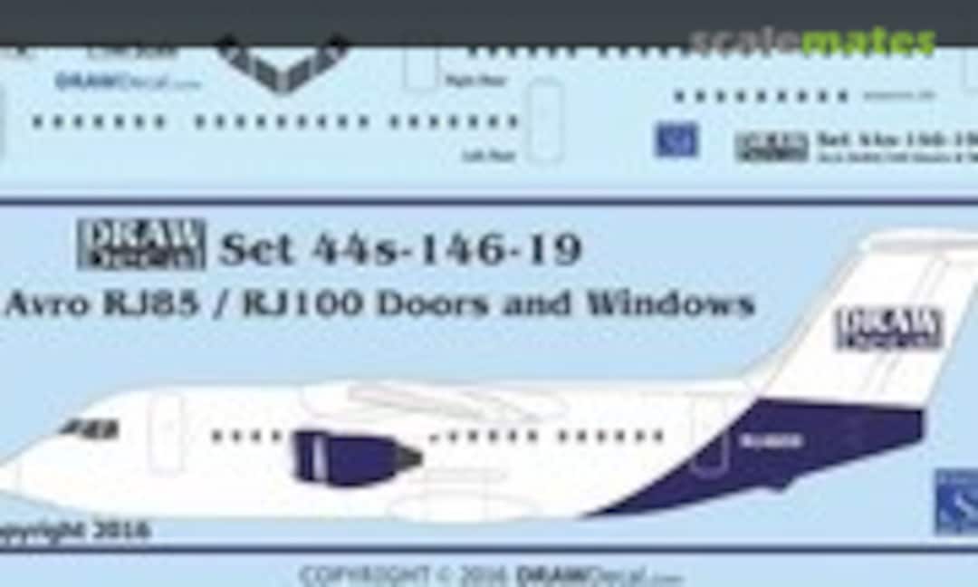 1:144 Avro RJ85 / RJ100 Doors and Windows (Draw Decal 44-146-19) 44-146-19