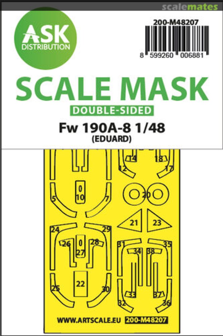 Boxart Fw 190A-8 double-sided express fit mask 200-M48207 ASK Boxart Fw 190A-8 double-sided express fit mask 200-M48207 ASK