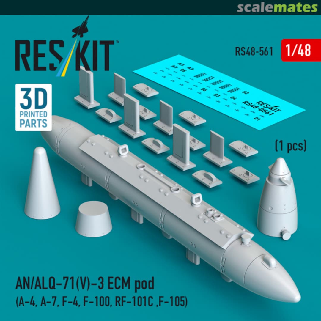 Boxart AN/ALQ-71(V)-3 ECM pod (A-4, A-7, F-4, F-100, RF-101C, F-105) (1pcs) (3D Printed) RS48-0561 ResKit Boxart AN/ALQ-71(V)-3 ECM pod (A-4, A-7, F-4, F-100, RF-101C, F-105) (1pcs) (3D Printed) RS48-0561 ResKit