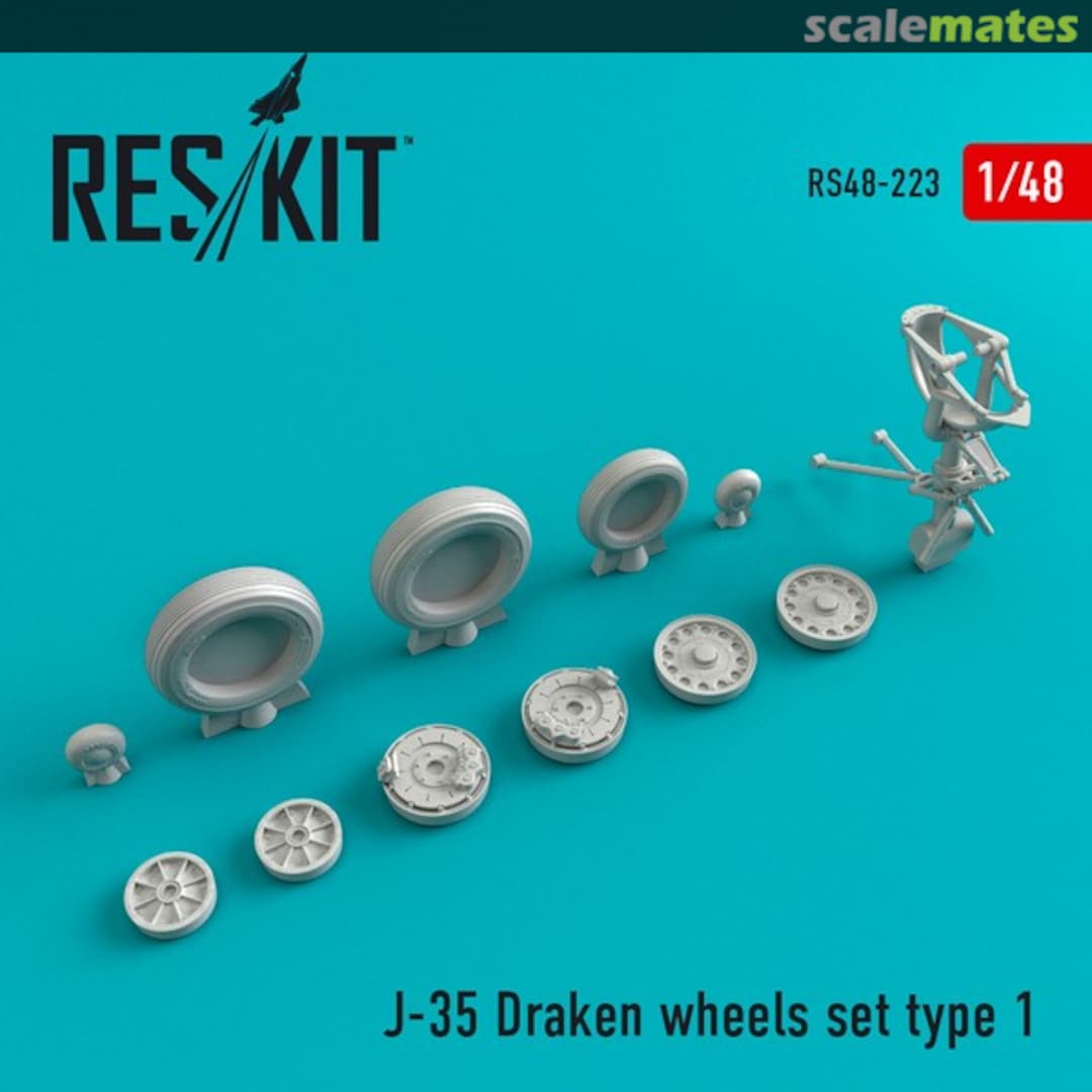 Boxart J-35 Draken wheels set (Type 1) RS48-0223 ResKit Boxart J-35 Draken wheels set (Type 1) RS48-0223 ResKit