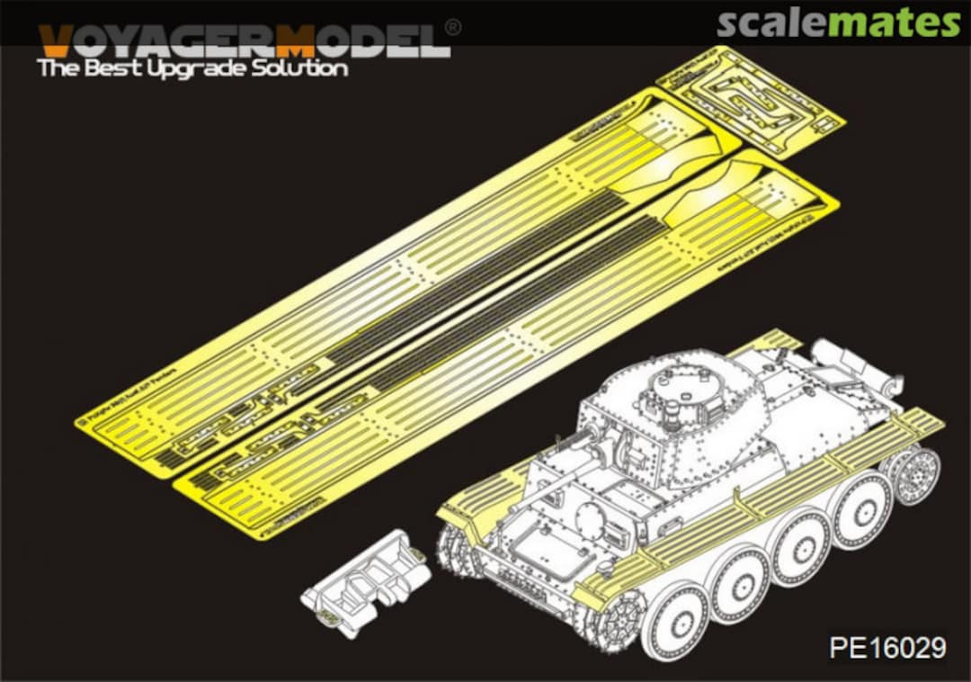 Boxart German Pz.Kpfw.38(t) Ausf.E/F Fenders w/Track Casting Numbers PE16029 Voyager Model Boxart German Pz.Kpfw.38(t) Ausf.E/F Fenders w/Track Casting Numbers PE16029 Voyager Model