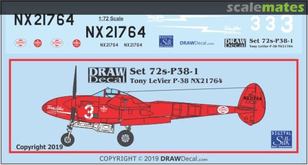 Boxart Tony LeVier P-38 72s-P38-1 Draw Decal Boxart Tony LeVier P-38 72s-P38-1 Draw Decal