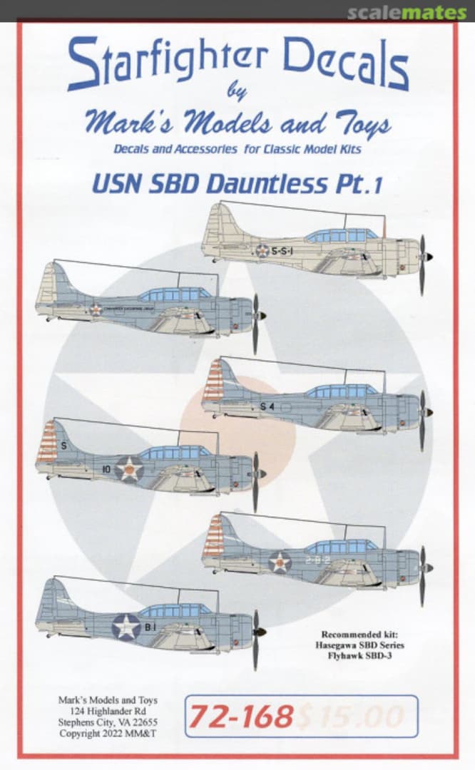 Boxart USN SBD Dauntless Pt. 1 72-168 Starfighter Decals Boxart USN SBD Dauntless Pt. 1 72-168 Starfighter Decals