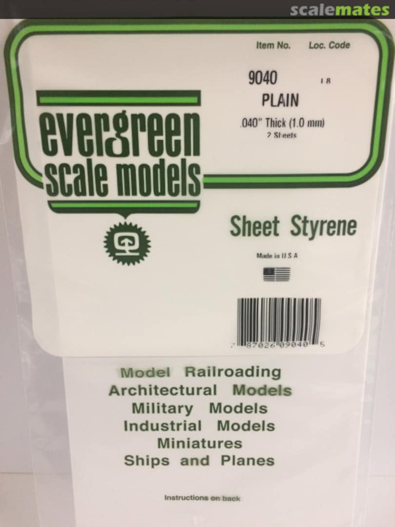 Boxart 0.040" Plain Opaque White Polystyrene Sheet 9040 Evergreen Scale Models Boxart 0.040" Plain Opaque White Polystyrene Sheet 9040 Evergreen Scale Models