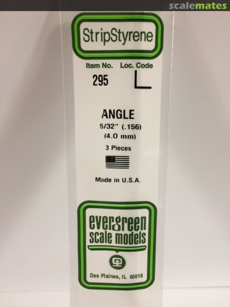 Boxart 5/32" (0.156") Opaque White Polystyrene Angle 295 Evergreen Scale Models