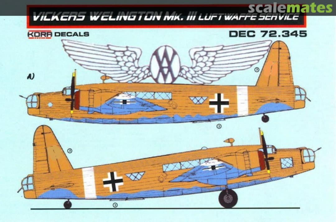 Boxart Vickers Wellington Mk.III Luftwaffe Service DEC 72.345 Kora Models Boxart Vickers Wellington Mk.III Luftwaffe Service DEC 72.345 Kora Models