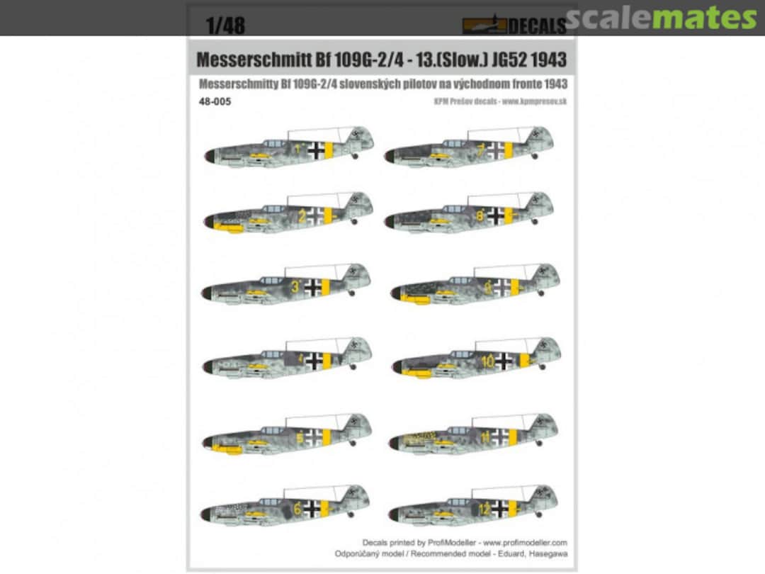 Boxart Messerschmitt Bf 109G-2/4 13.(Slow.)/JG52 1943 48-005 KPM Prešov Boxart Messerschmitt Bf 109G-2/4 13.(Slow.)/JG52 1943 48-005 KPM Prešov