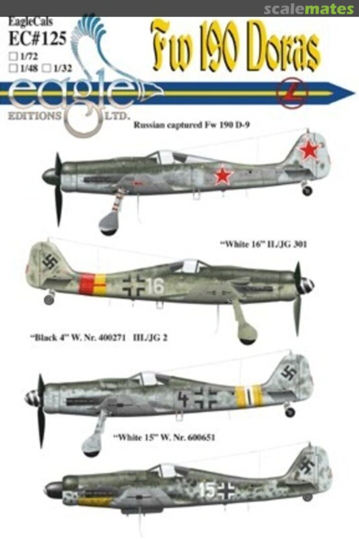Boxart Fw 190 D-9 JG 2 & JG 301 EagleCals EC72-125 Eagle Editions Boxart Fw 190 D-9 JG 2 & JG 301 EagleCals EC72-125 Eagle Editions