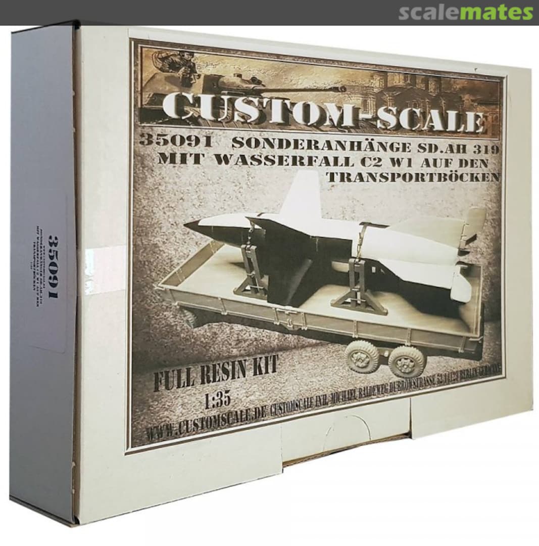 Boxart special trailer Sd.Ah. 319 with waterfall C2 W1 on the transport stands 35091 Custom-Scale Boxart special trailer Sd.Ah. 319 with waterfall C2 W1 on the transport stands 35091 Custom-Scale