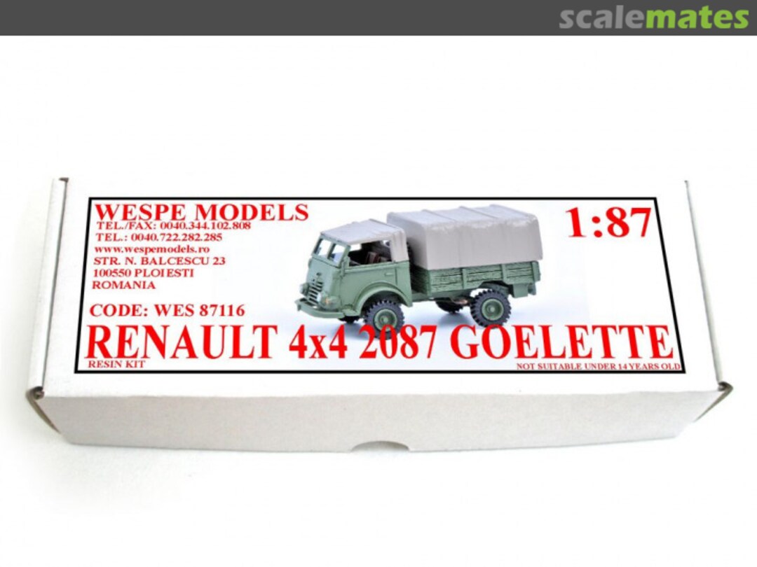 Boxart Renault 4x4 2087 Goelette Plane / Pritsche WES 87116 Wespe Models Boxart Renault 4x4 2087 Goelette Plane / Pritsche WES 87116 Wespe Models
