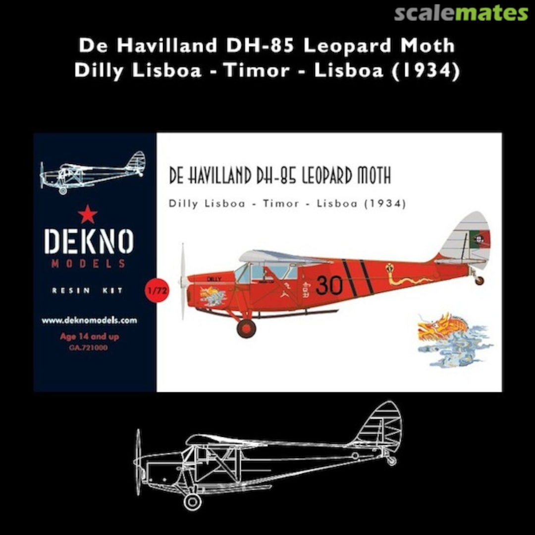 Boxart De Havilland DH-85 Leopard Moth GA.721000 Dekno Models Boxart De Havilland DH-85 Leopard Moth GA.721000 Dekno Models
