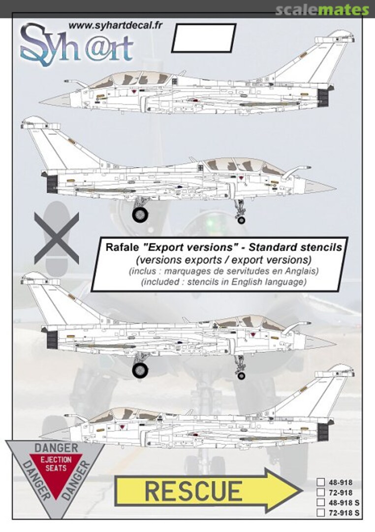 Boxart Rafale "Export versions" - Standard stencils 72-918S Syhart Boxart Rafale "Export versions" - Standard stencils 72-918S Syhart
