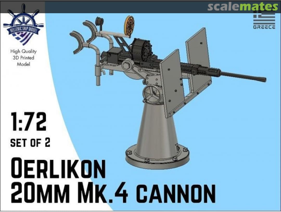 Boxart Oerlikon 20 Mm MK IV Cannon (2pcs) HSM72-003 Hellenic Ship Model