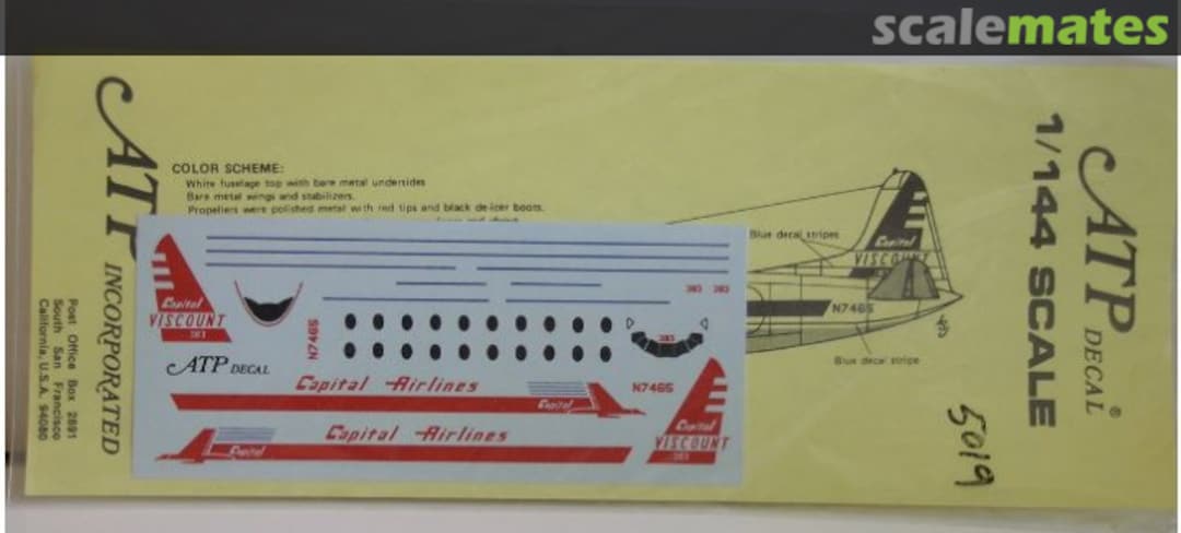 Boxart Captial Airlines Viscount 700 AD5019 ATP Airliners America Boxart Captial Airlines Viscount 700 AD5019 ATP Airliners America