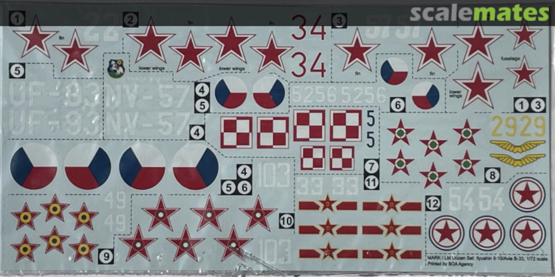 Boxart dozen set / colours & markings Ilyushin Il-10 MKD72001 Mark I