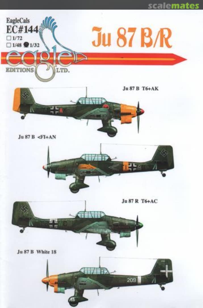 Boxart Ju 87 B-2/R-2 St.G. 2, St.G. 77 & 96 Gruppo EagleCals EC72-144 Eagle Editions Boxart Ju 87 B-2/R-2 St.G. 2, St.G. 77 & 96 Gruppo EagleCals EC72-144 Eagle Editions