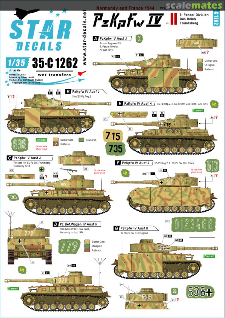 Boxart PzKpfw IV in Normandy # 2 35-C1262 Star Decals Boxart PzKpfw IV in Normandy # 2 35-C1262 Star Decals