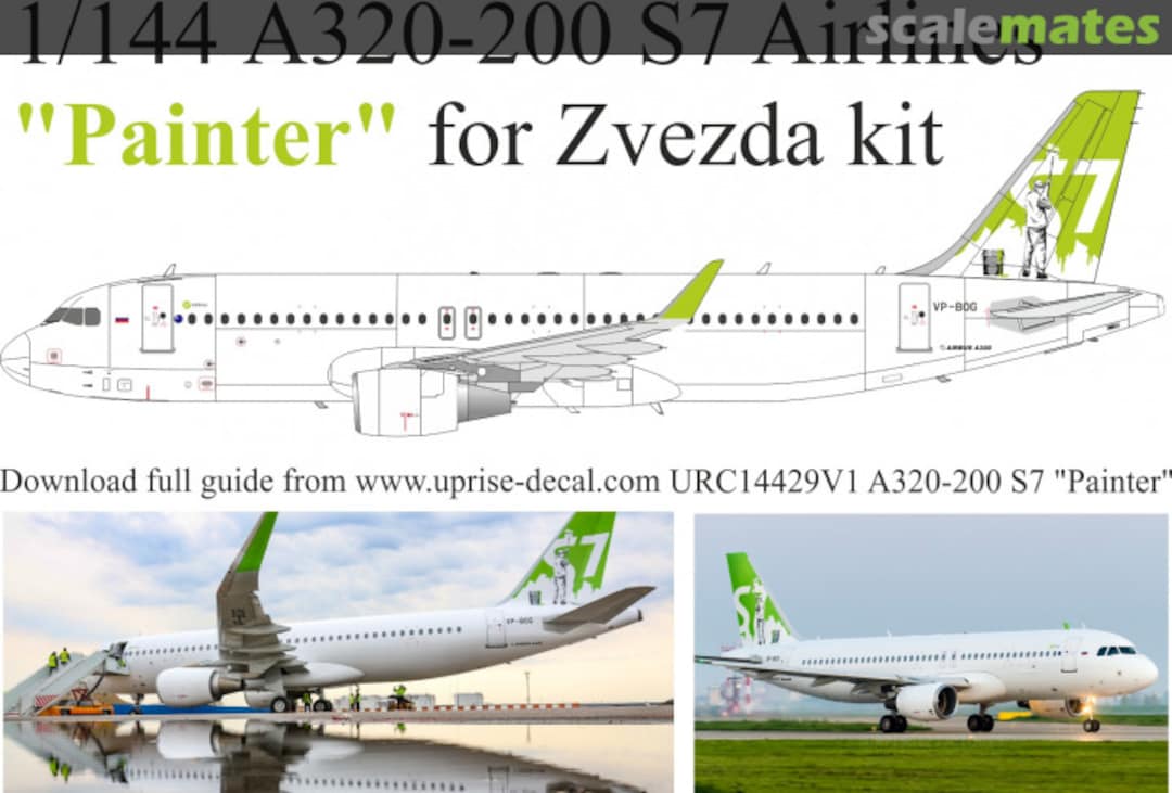 Boxart A320-200 S7 Airlines VP-BOG "Painter" with stencils URC14429V1 UpRise Decal Boxart A320-200 S7 Airlines VP-BOG "Painter" with stencils URC14429V1 UpRise Decal