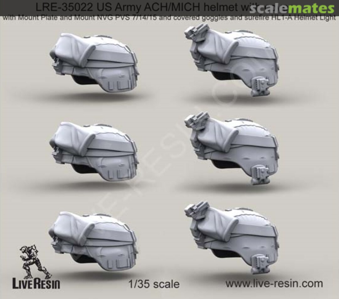 Boxart US Army ACH/MICH helmet with cover with Mount Plate and Mount NVG PVS 7/1 LRE-35022 Live Resin