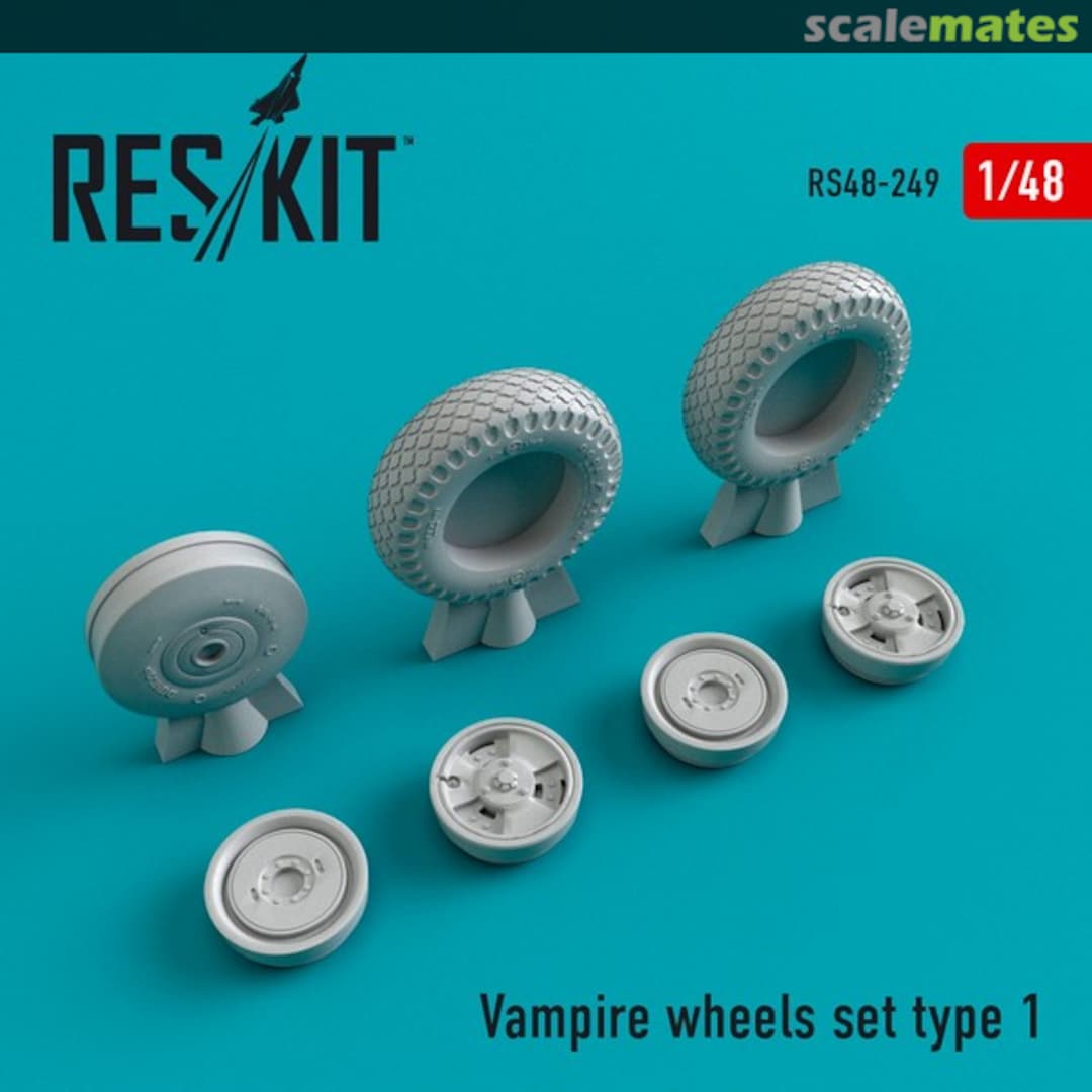 Boxart DH.100 Vampire wheels set (Type 1) RS48-0249 ResKit Boxart DH.100 Vampire wheels set (Type 1) RS48-0249 ResKit