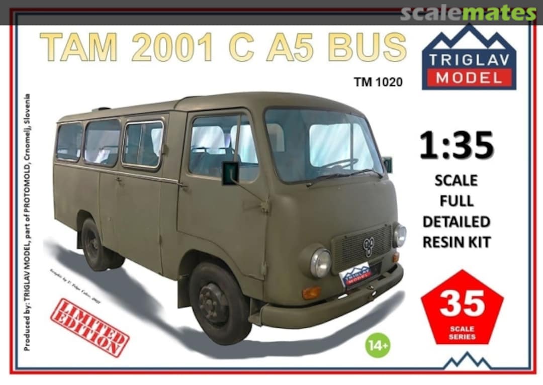 Boxart TAM 2001 C A5 Bus TM 1020 Triglav model Boxart TAM 2001 C A5 Bus TM 1020 Triglav model