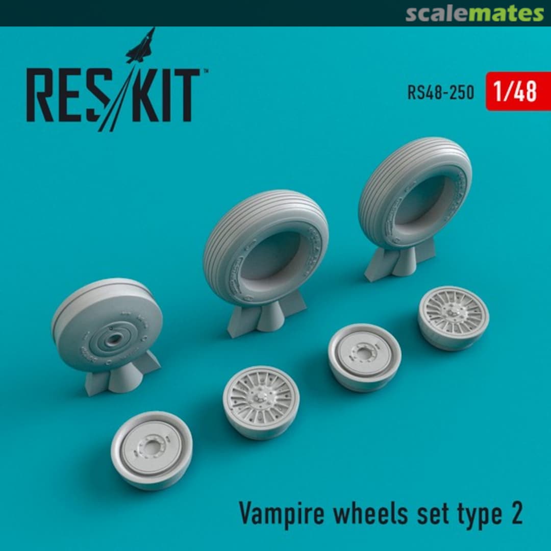 Boxart DH.100 Vampire wheels set (Type 2) RS48-0250 ResKit Boxart DH.100 Vampire wheels set (Type 2) RS48-0250 ResKit