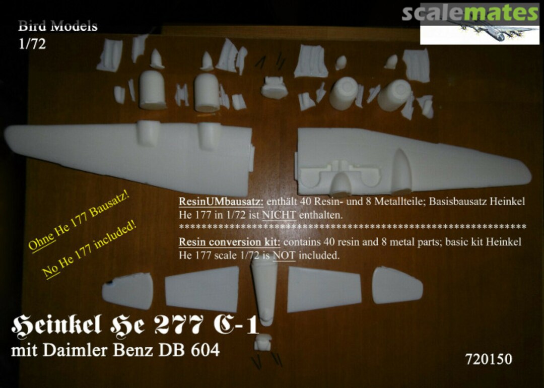 Boxart Heinkel He 277 C-1 mit Daimler Benz DB604 720150 Bird Models Boxart Heinkel He 277 C-1 mit Daimler Benz DB604 720150 Bird Models