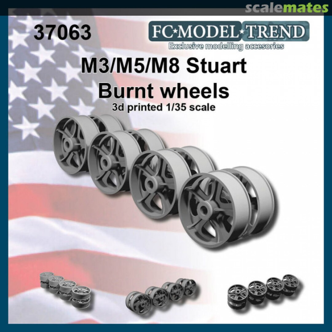 Boxart M3 / M5 / M8 Stuart burnt wheels 37063 FC Model Trend Boxart M3 / M5 / M8 Stuart burnt wheels 37063 FC Model Trend