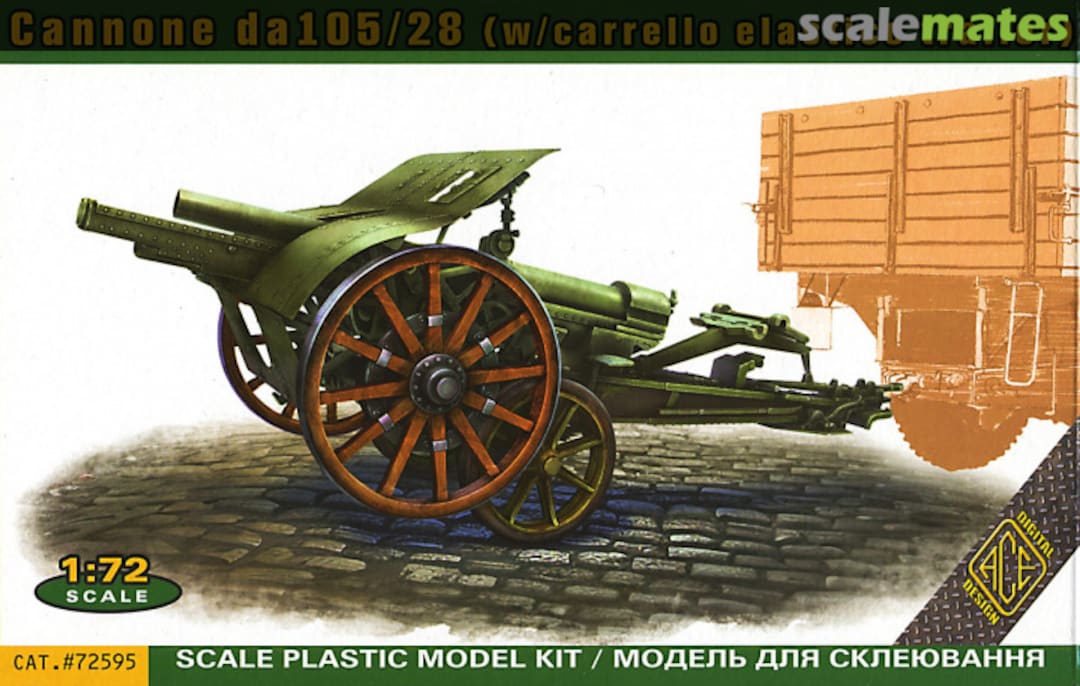 Boxart Cannone da 105/28 with carrello elastico trailer 72595 ACE