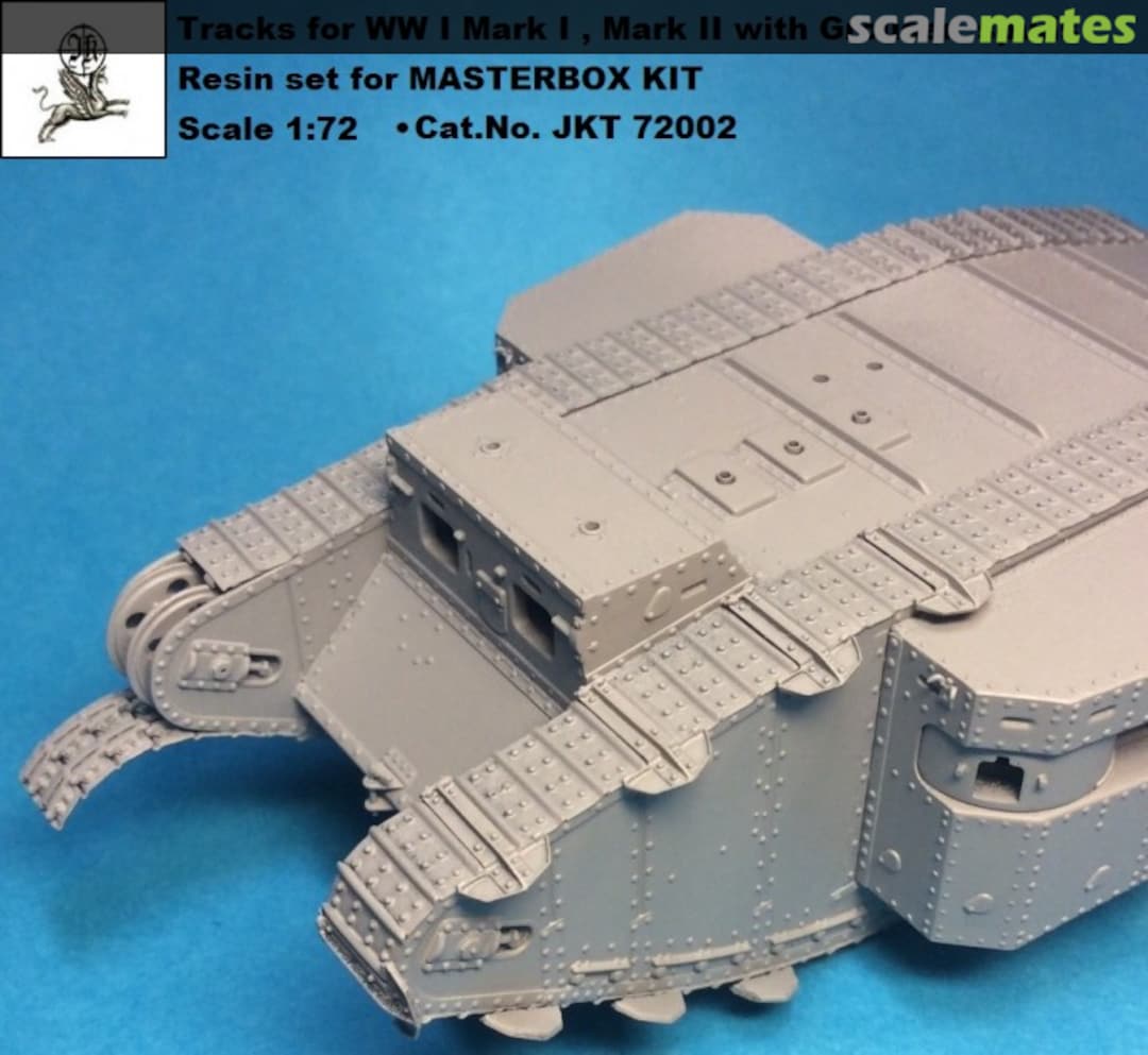 Boxart Tracks with grouser spuds for the WWI tank Mk.I/Mk.II Male/Female JKT 72002 J.K. Resin Boxart Tracks with grouser spuds for the WWI tank Mk.I/Mk.II Male/Female JKT 72002 J.K. Resin