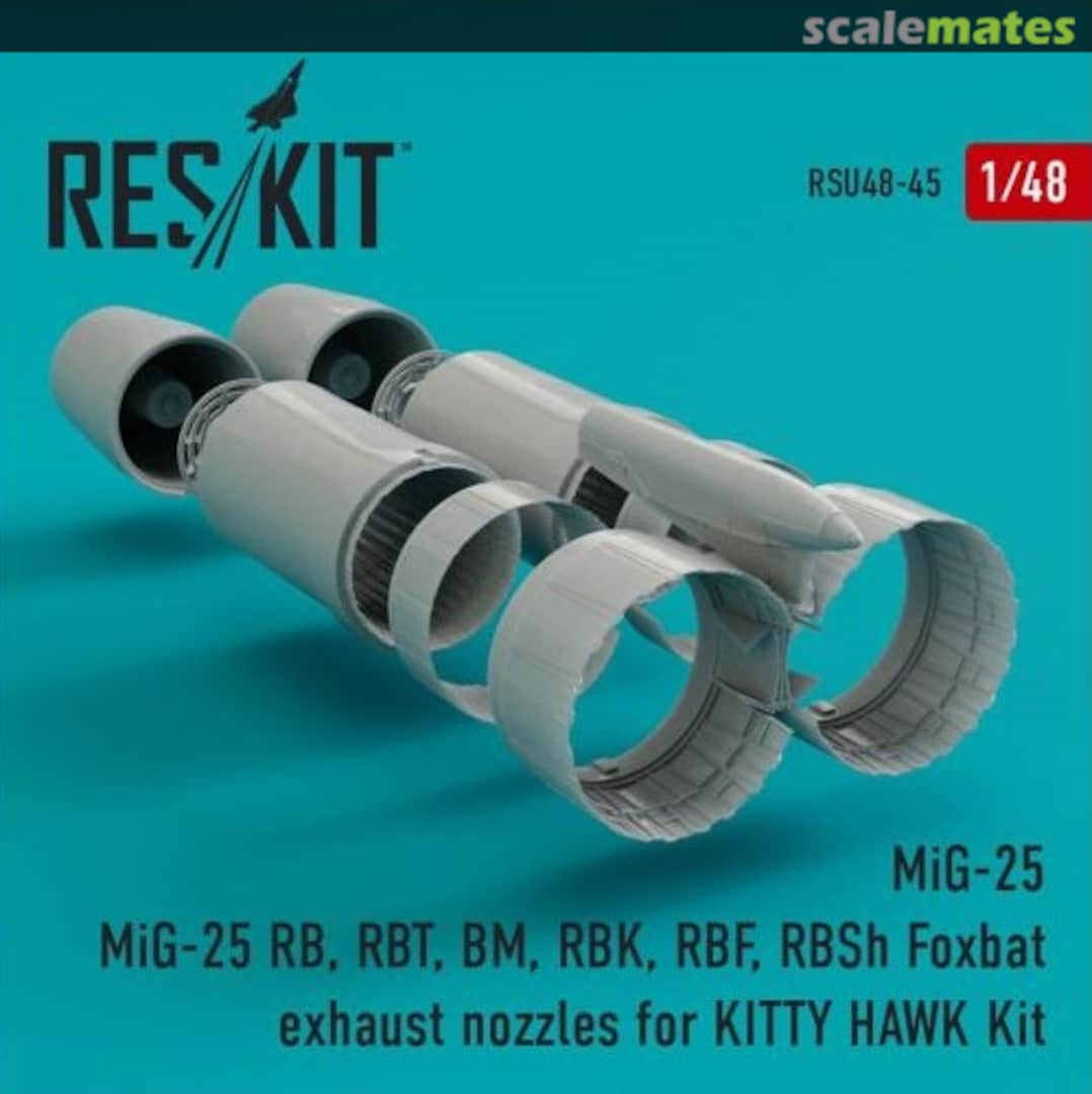 Boxart MiG-25RB/RBT/BM/RBK/RBF/RBSh exhaust nozzles RSU48-0045 ResKit Boxart MiG-25RB/RBT/BM/RBK/RBF/RBSh exhaust nozzles RSU48-0045 ResKit
