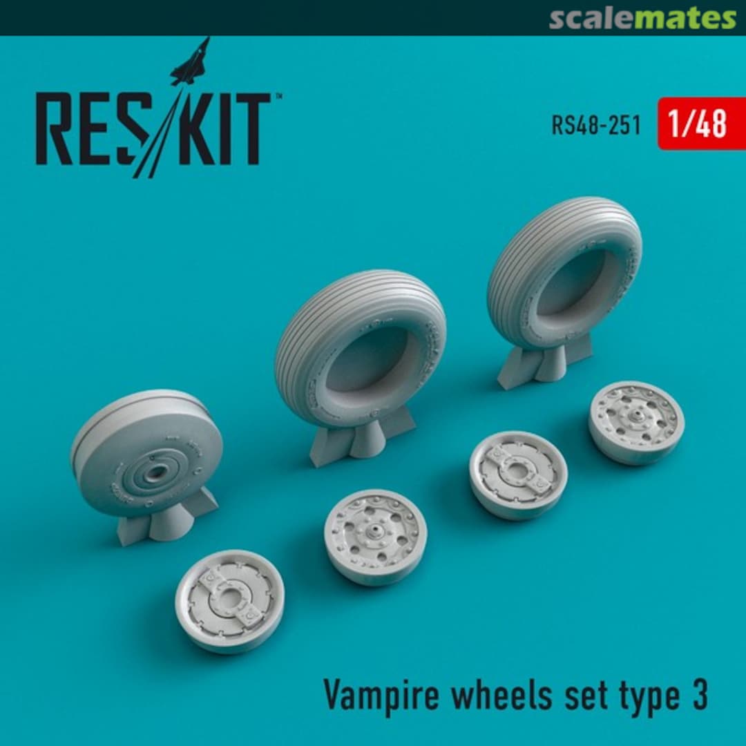 Boxart DH.100 Vampire wheels set (Type 3) RS48-0251 ResKit Boxart DH.100 Vampire wheels set (Type 3) RS48-0251 ResKit