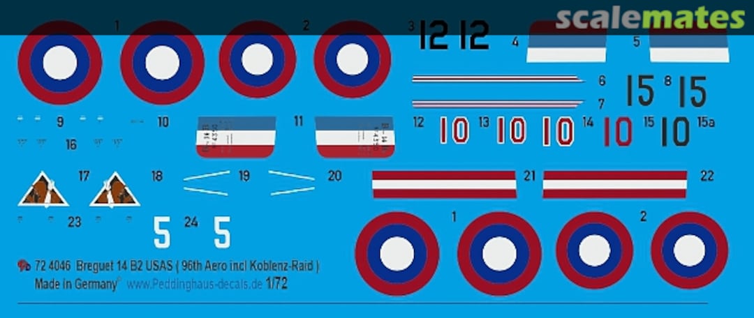 Boxart Breguet 14 B2 USAS (96th Aero incl. Koblenz-Raid) 72 4046 Peddinghaus-Decals Boxart Breguet 14 B2 USAS (96th Aero incl. Koblenz-Raid) 72 4046 Peddinghaus-Decals