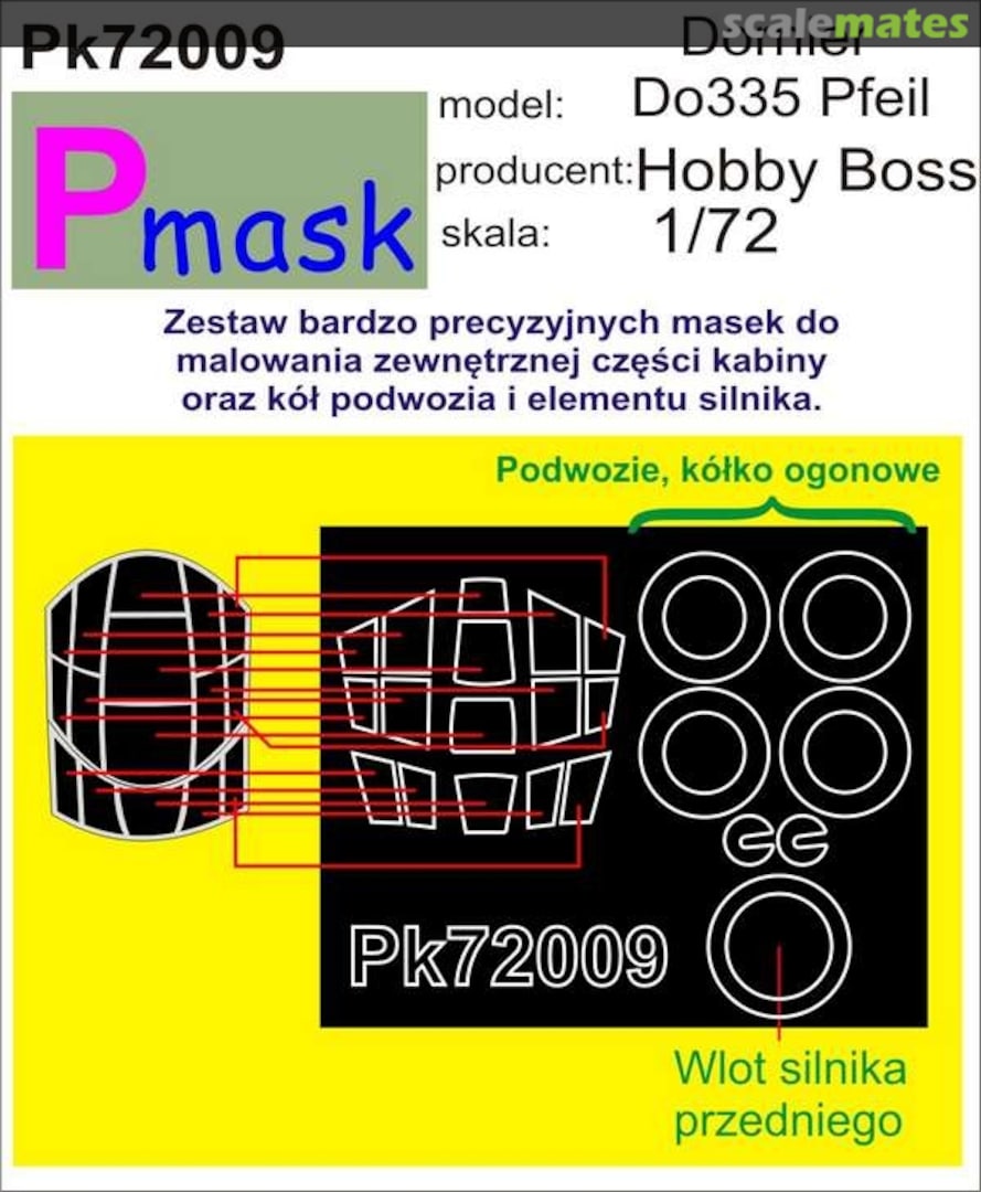 Boxart Do 335 Pfeil - canopy and wheel masks PK72009 Pmask Boxart Do 335 Pfeil - canopy and wheel masks PK72009 Pmask