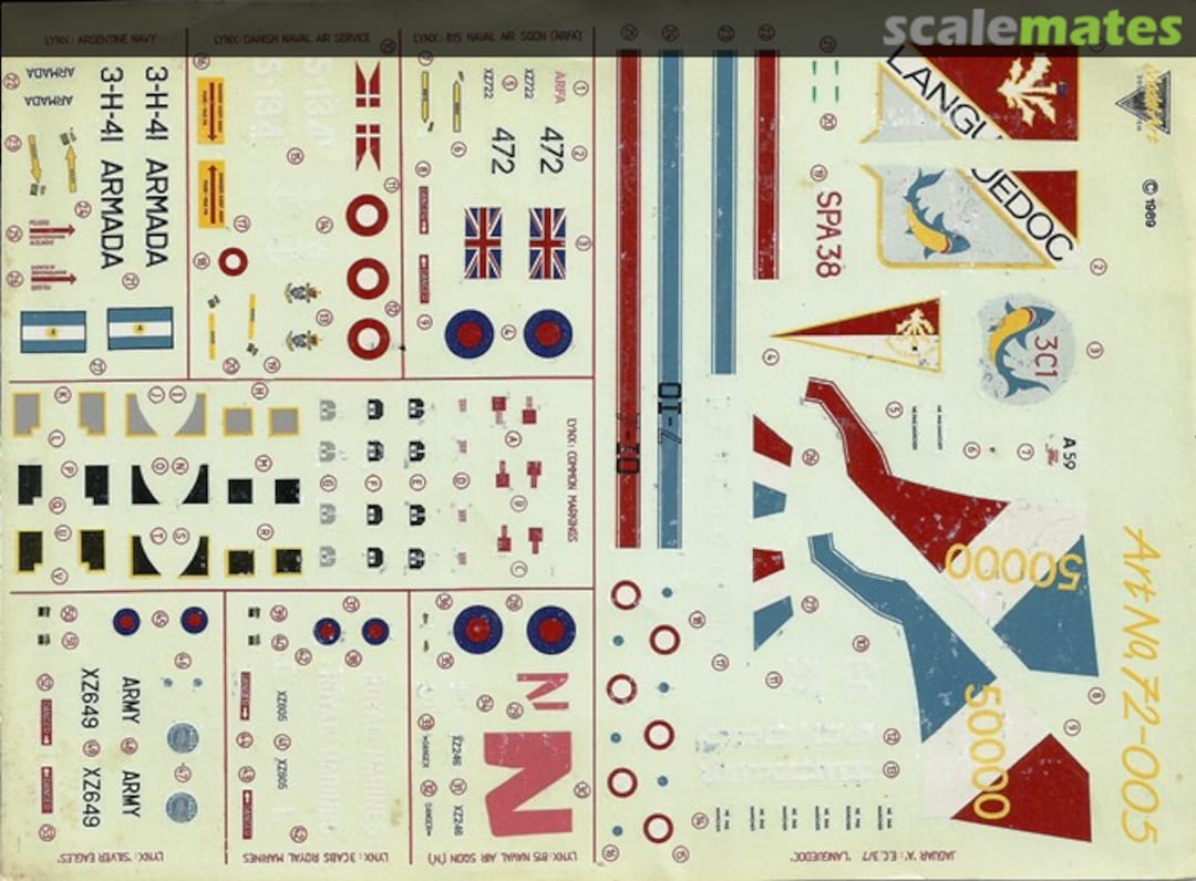 Boxart Jaguar A, Lynx AH.1/HAS.2/Mk.23/Mk.80 72/005 Model Art Decal System