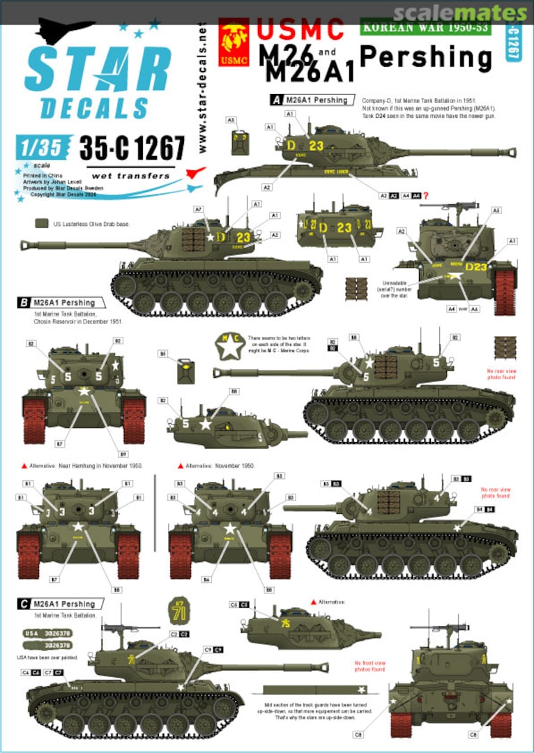 Boxart USMC M26/ M26A1 Pershing 35-C1267 Star Decals Boxart USMC M26/ M26A1 Pershing 35-C1267 Star Decals